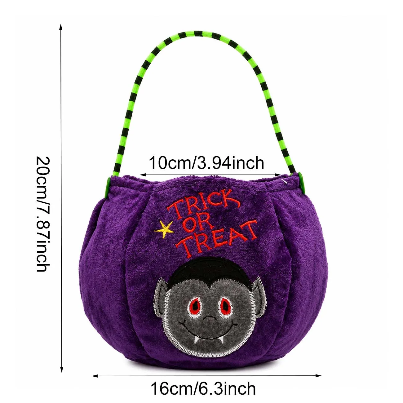 1 Stück Halloween Plüsch-Süßigkeitentasche Trick-or-Treat-Korb mit Tragegriff 4 Cartoon-Designs für Partygeschenke – Detail 6