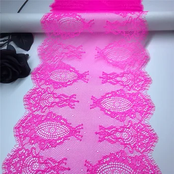 Floresan Pembe Kirpik Dantel Trim Nakış Dantel Kumaşlar DIY Elbise Dikiş Aksesuarları Iğne Çalışması için Fransız Chantilly Dantel