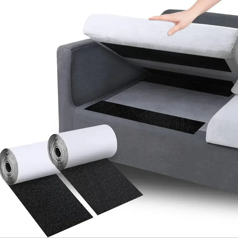 1Pair 1/2/3meters Nylon Couch Cushion Non-Slip Grip Tape Adhesive Hook and Loop Strips for Fabric Outdoor Patio Cush