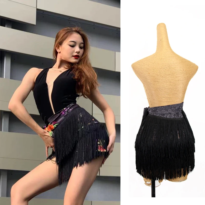 

Latin Dance Clothing Female Practice Dress Latin Fringe Skirt Professional Rumba Tassel Clothes Samba Training Skirt DQL5861