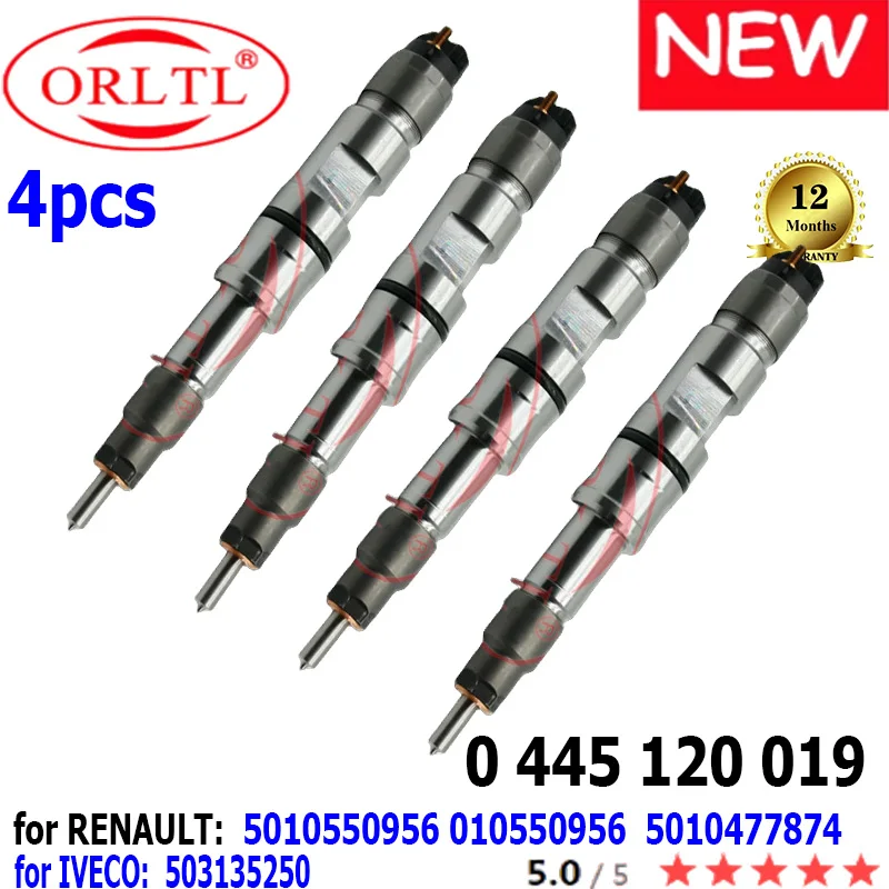 

4PCS 0445120019 NEW Diesel 0 445 120 019 High Quality Injector for RENAULT IVECO 5010477874 0986435523 0986AD003 503135250