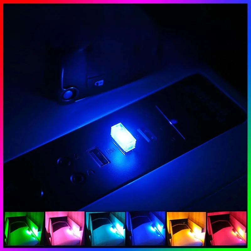 Intérieur USB de voiture, éclairage d'ambiance coloré, décoration sans câblage, commande sonore tactile LED montée sur voiture, lumière respiratoire