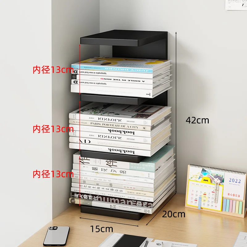 Iron 3 Tier Bookshelf Desktop Rack Desk Book Layered Storage Rack Desk Invisible Vertical Simple Bookcase For Office Desktop