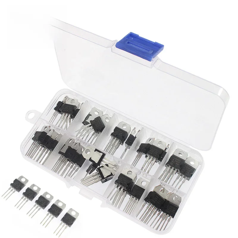 Zestaw 50 szt. układów scalonych regulatorów napięcia LM317T L7805CV L7806CV L7808CV L7809CV L7810CV L7812CV L7815CV L7818CV L7824CV TO-220 — zdjęcie 2