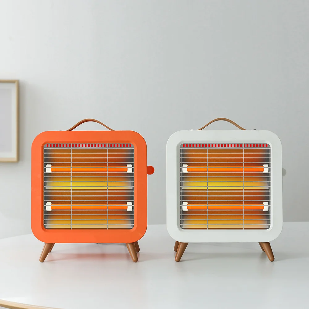 Moritz ultra-cut electric retro mini quartz electric heater Ivery/Orange