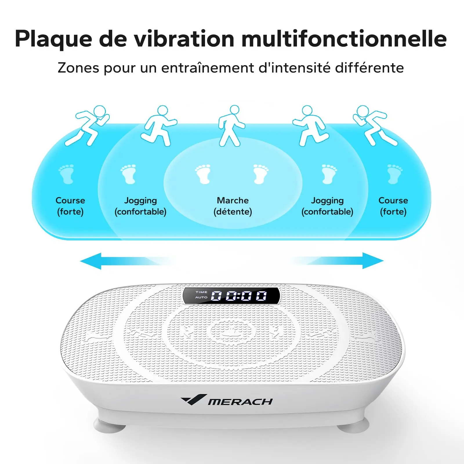 MERACH Plate-forme de vibration entraînée par le dispositif de plaque de vibration pour l'entra0înement du corps entier pour la combustion des graisses et la construction musculaire pour la perte de