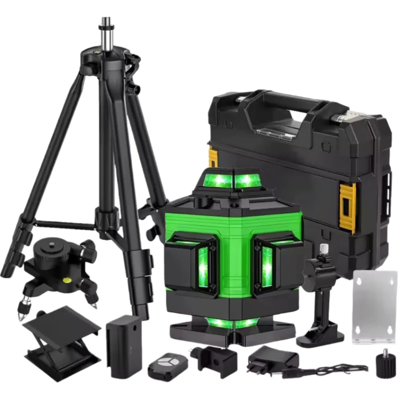 4D poziomica laserowa 16 linii z funkcją samopoziomowania, ładowana przez USB bateria litowa, laser o dużej mocy do poziomowania podłóg i ścian. — 2