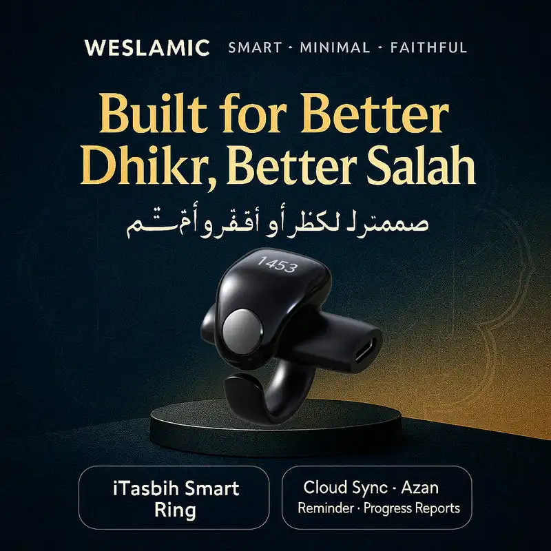 Weslamic new arrivals electronics itasbih ring black tasbeeh counter zikr smart ring electronics product hajj and umrah prayer - view 6