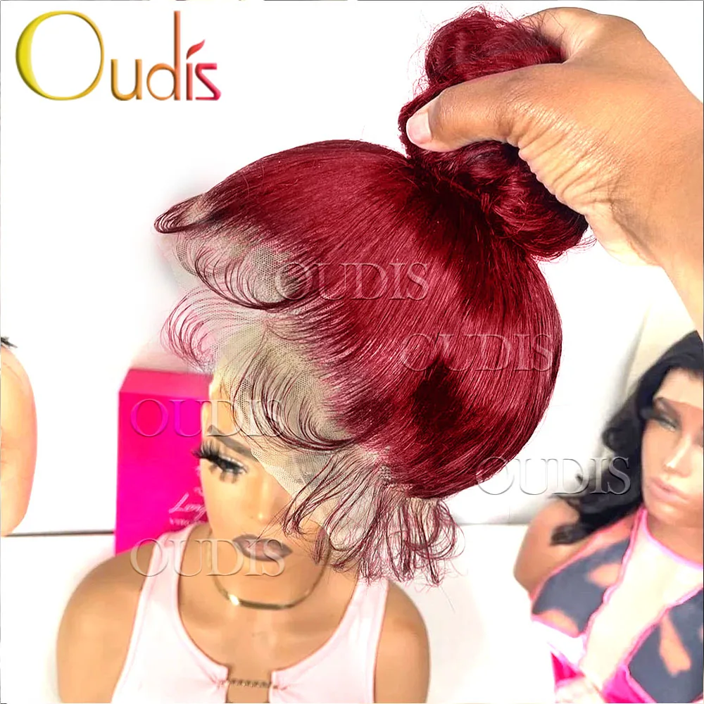 250 Density Burgundy 360 Full HD Lace Frontal 30 Inch Red Bone Straight Lace Front Wigs For Women 99J Glueless Wig Human Hair