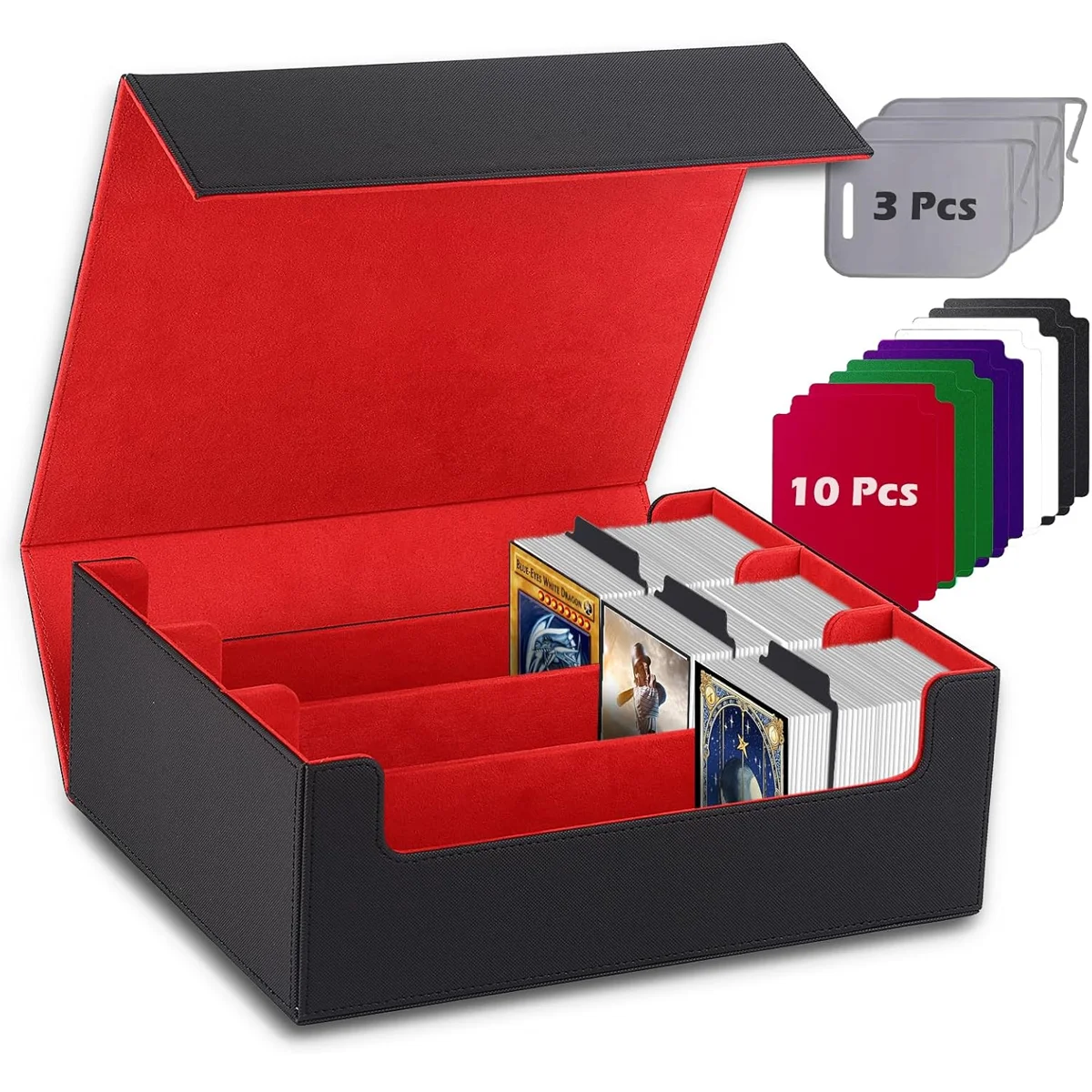 1800+ Card Deck Case – PU Leather Microfiber Lined Final Fantasy MTG Card Box, Card Storage for Yugioh Structure Deck, Baseball, Bloomburrow MTG – TCG Deck Box