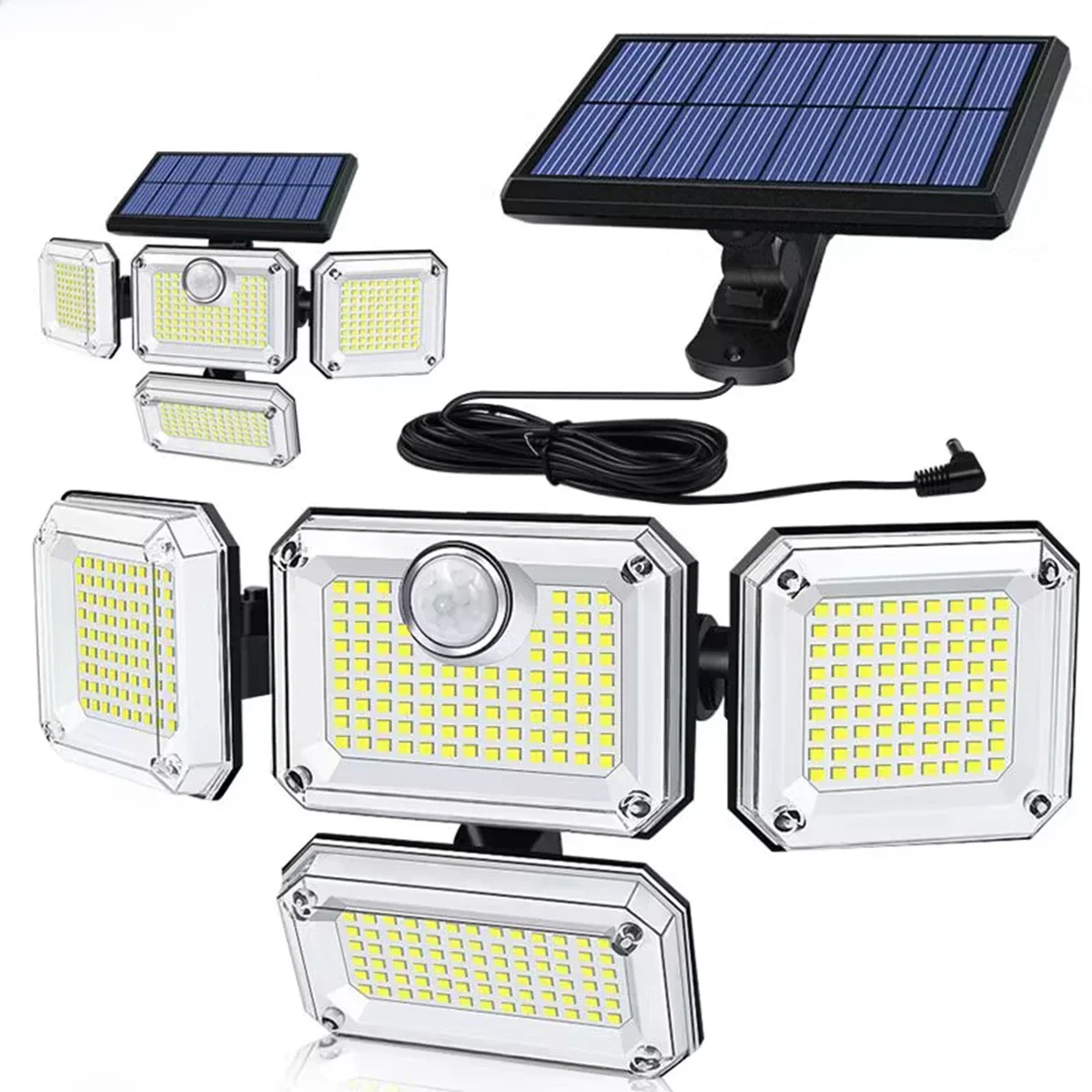 Lampe solaire étanche IP65 avec tête réglable, lampe de jardin, grand angle d'éclairage, 3 modes, 20W, 122 LED, 333LED, extérieur et intérieur