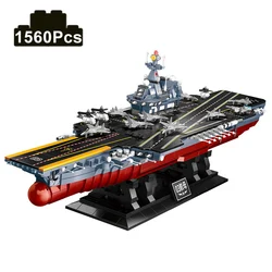 1560Pcs Military WW2 Micro NAVY ARMY Aircraft Carrier Model Building Blocks Technical Warship Battleship Weapon Bricks Toys Gift