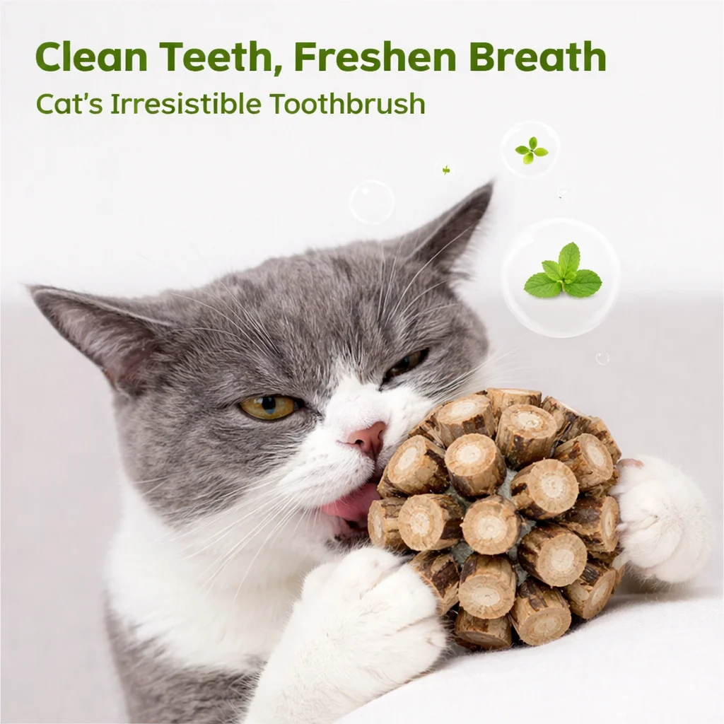 Bioline Cat Toy Ball Matatabi Toy Ball for Cats Catnip Toys for Indoor Cats Kitten Cleaning Teeth Molar Matatabi Cat Chew Toy