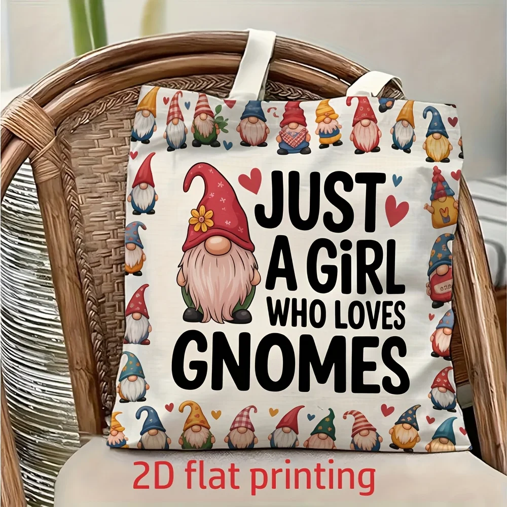 

1 шт. стильная холщовая сумка через плечо с надписью «Для тех, кто любит гномов», легкая складная сумка-тоут с фиксированным плечевым ремнем, многоразовая сумка для покупок, идеальный подарок для поездок на работу, путешествий, шопинга, школы и праздников