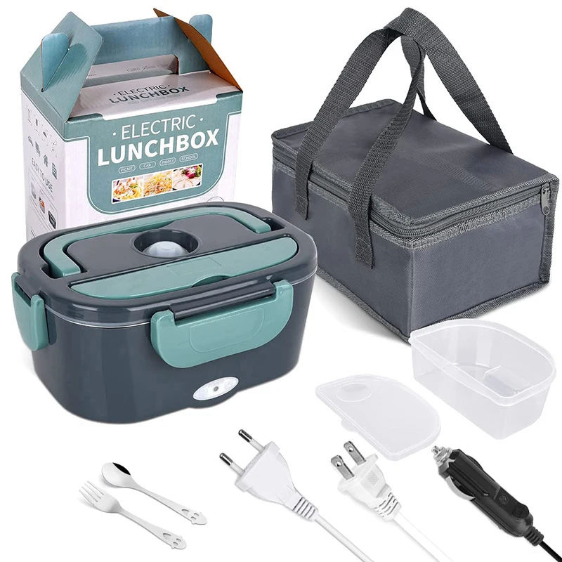 2 In1 elektrische Heizung Lunchbox Auto + Zuhause 12 V 24 V 220 V tragbare Edelstahl Liner Bento Lunchbox Lebensmittelbehälter Bento Box EU/UK Stecker # 20
