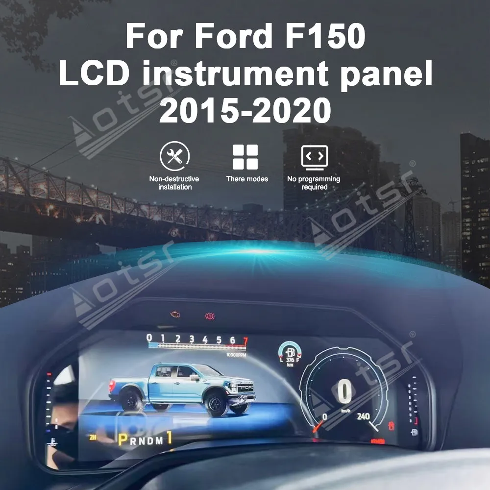 12.3 inch LCD Gauges For Ford F150 2015-2020 Car LCD Digital Cluster Display Dashboard Instrument Speedometer Virtual Cockpit