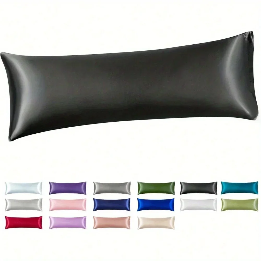Silk Like Satin Pillowcase Standard Size, Black Smooth and Cooling Satin-Silk Pillow Cases for Hair and Skin