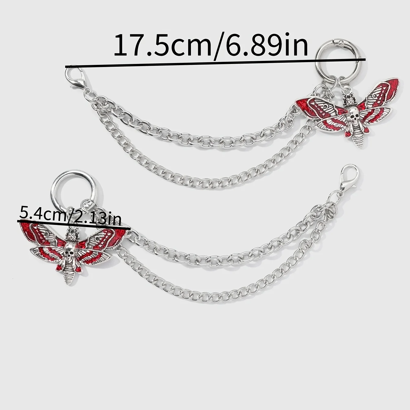 2 Pcs Retro Dark Style Red-Drip Oil Death Moth Pendant Shoe Charms, suitable for everyday wear, Halloween parties, and as a gift