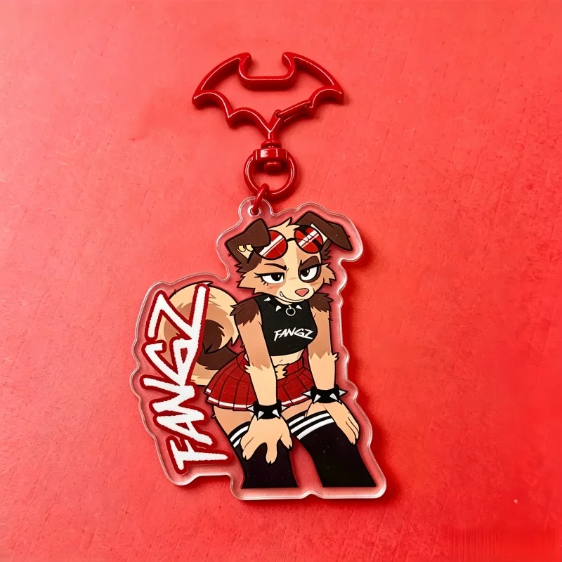 FANGZ Flauschiger Acryl-Schlüsselanhänger 4 Zoll Niedlicher Anime-Charakter Schlüsselring Punk-Rock-Stil Charm für Fans-Kollektion