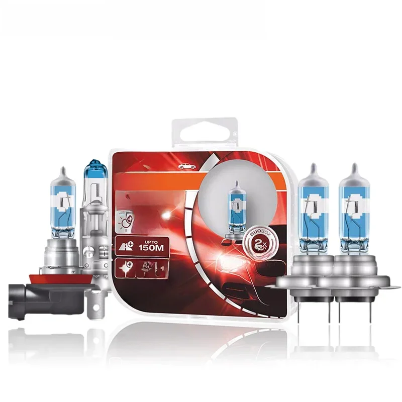 OSRAM H4 H7 H11 12V Car Halogen Head Light Night Breaker Laser Next Generation Auto Lamps +150% Brightness Original Bulbs, 2X