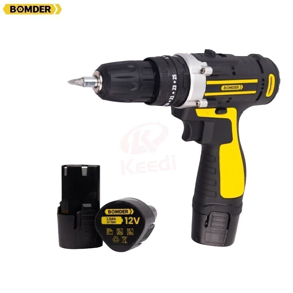 12V 1350RPM Torque 28Nm 2 Batteries Lithium Ion Mandrel 10mm Lightweight Powerful Furniture Carpentry