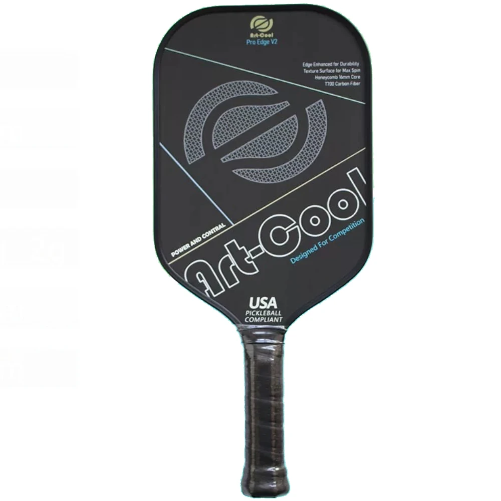 Art Cool Pro Edge v2 Thermoformed Pickleball Paddle Toray T700 Carbon Fiber Textured Durable Grit Surface 16MM Honeycomb Core