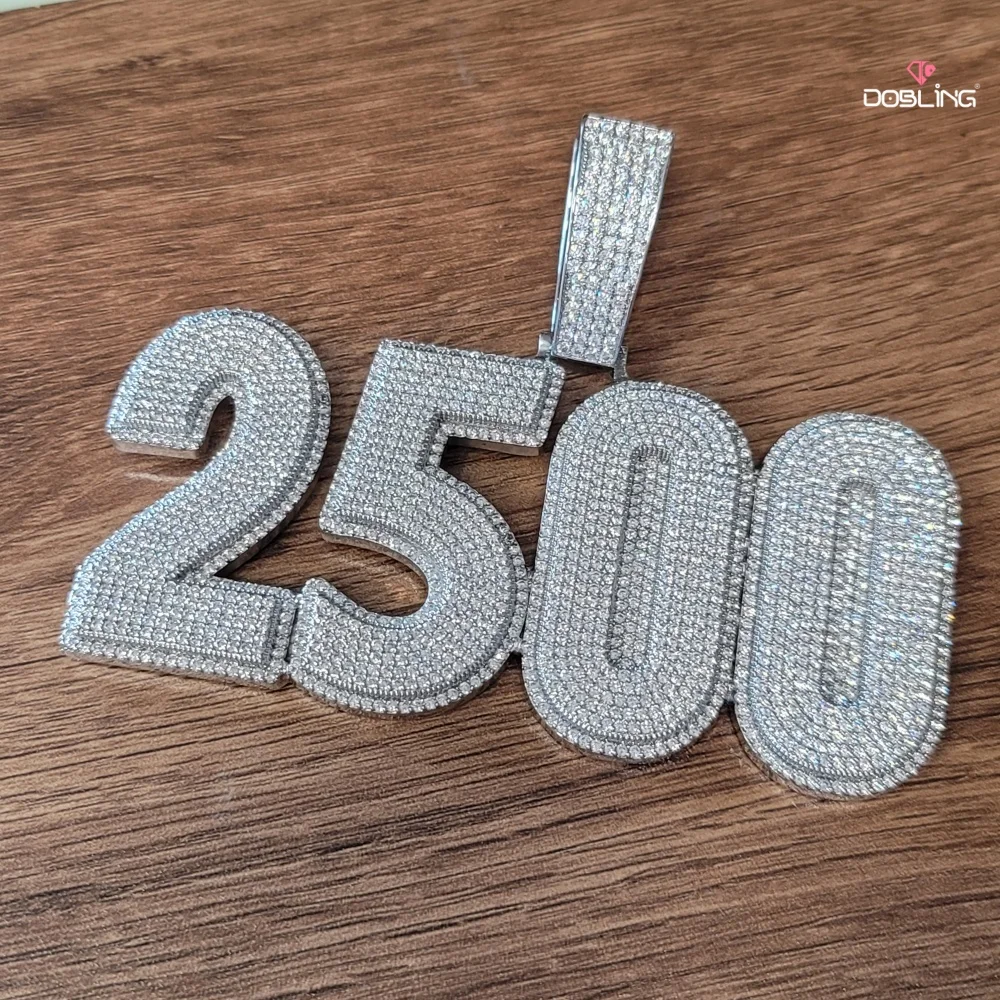 Benutzerdefinierte Luxus Voll Kubikzircon Buchstaben & Zahlen Anhänger personalisierte extra große und schwere 24MM kubanische Gliederkette Hip Hop Halskette – Detail 4