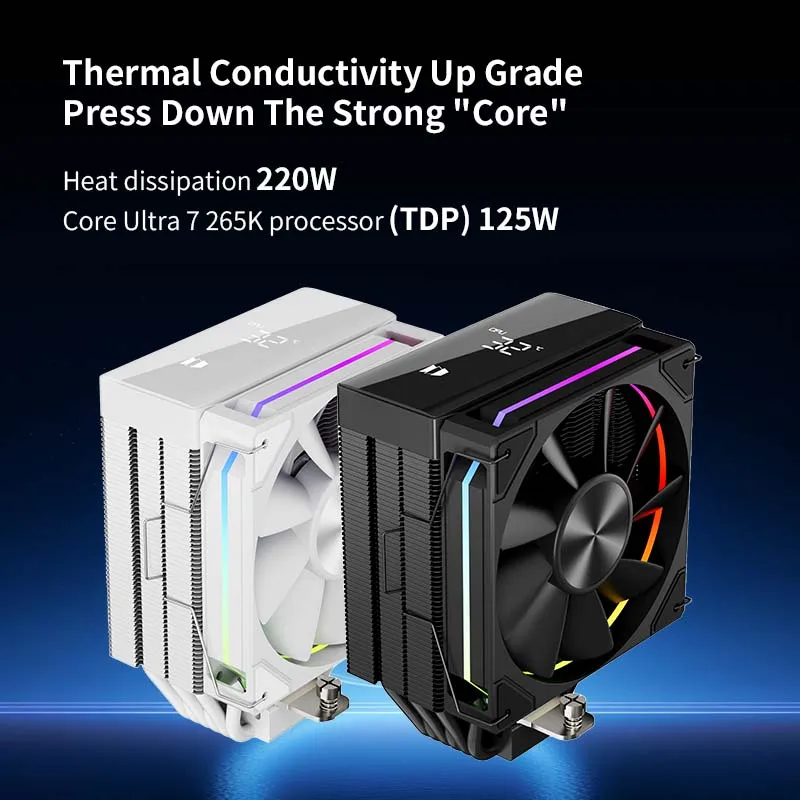 UPSIREN Walrus Whisper 120 مشعاع تبريد الهواء لهيكل العرض الرقمي، 6 أنابيب حرارية، يدعم LGA1851/1700/115X/1200/AM5/AM4