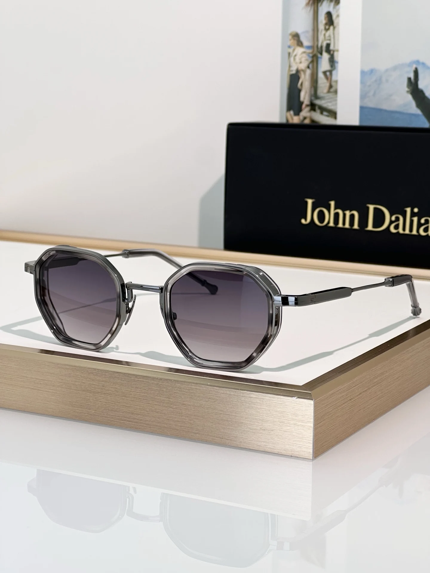 Originele ontwerper Nieuw voor JOHN DALIA JD Harrison Mode-zonnebril Vrije tijd Zakelijk Trendy Heren Dames Paarbril met doos