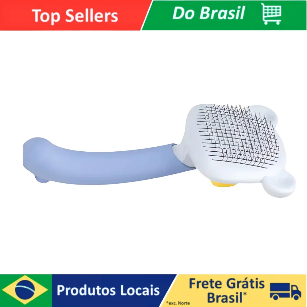 Escova Removedora de Pelos para Cães e Gatos – Massageadora com Limpeza Rápida