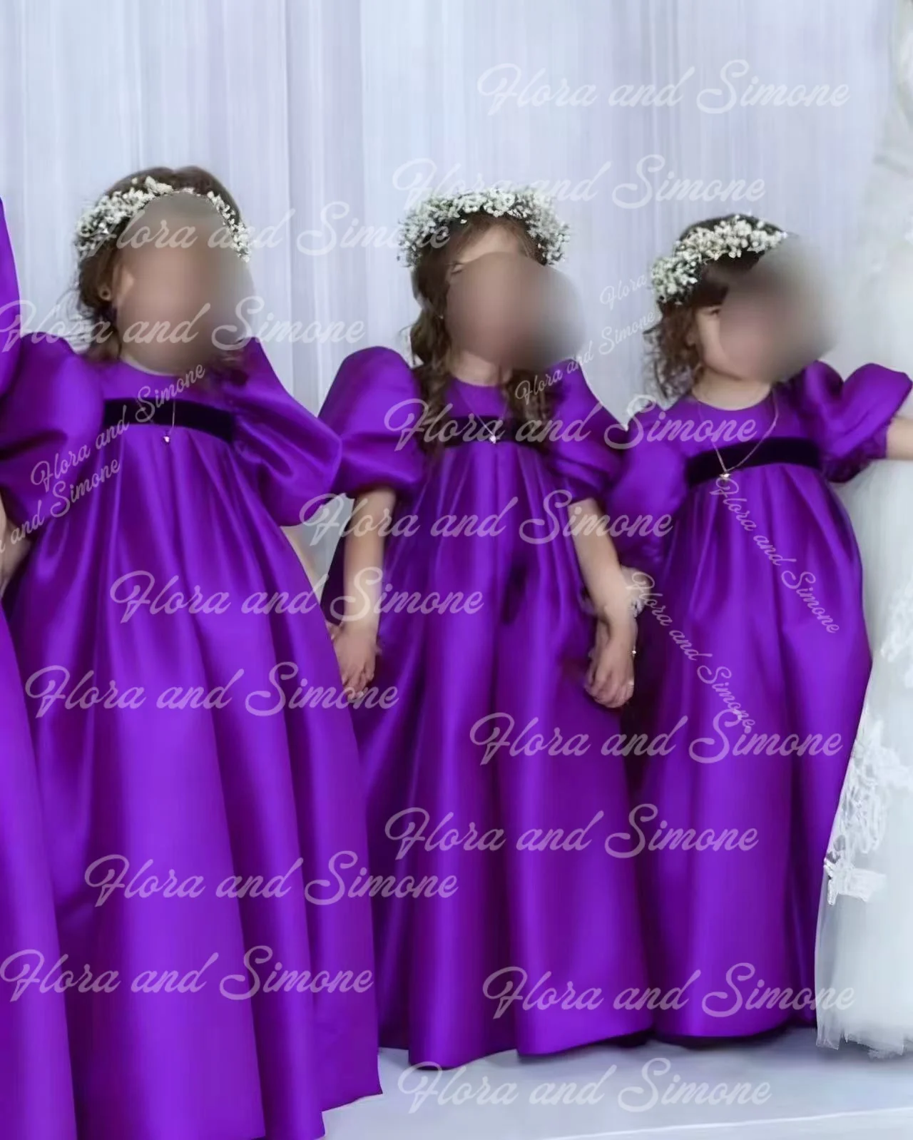 Белые платья для девочек-цветочниц, свадебное платье с черным воротником для малышей, пышное платье подружки невесты с рукавами-воздушными шарами, официальные мероприятия, настройка