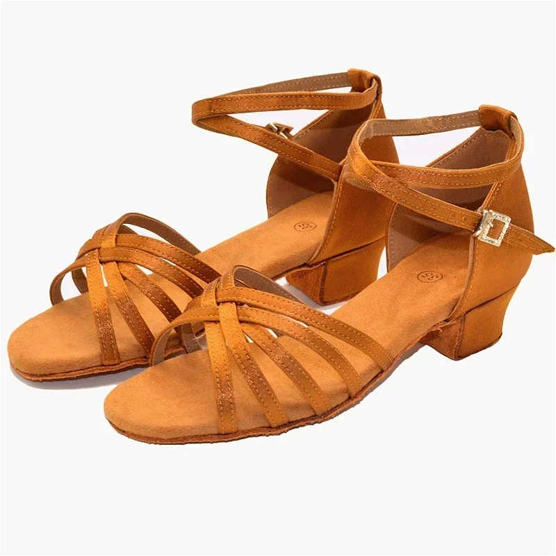 Dziewczęce buty do tańca dla pań Latin Ballroom Kids/dzieci Tango Salsa Buty do tańca latynoskiego Buty treningowe Salsa na niskim obcasie — 2