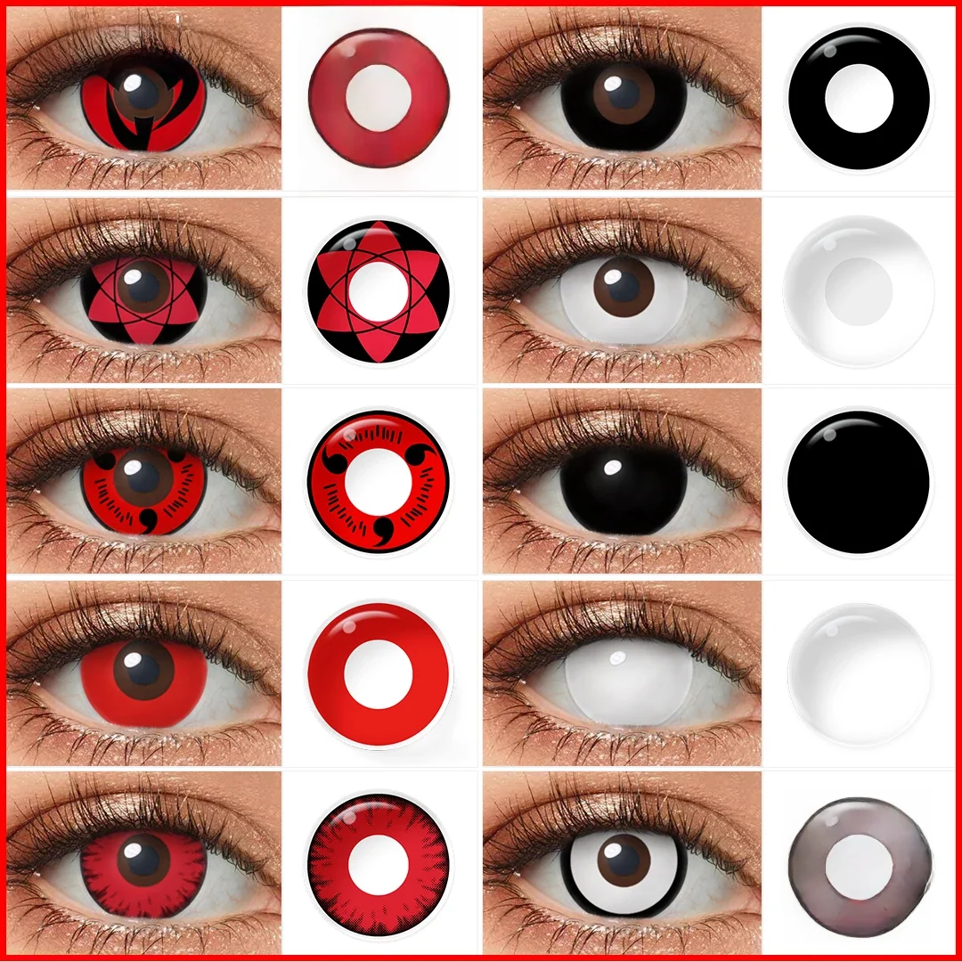 Chaud! Magister Cosplay lentilles de Contact lentille de couleur rouge lentilles pour les yeux blanches lentilles de Contact Halloween lentilles Cosplay annuelles