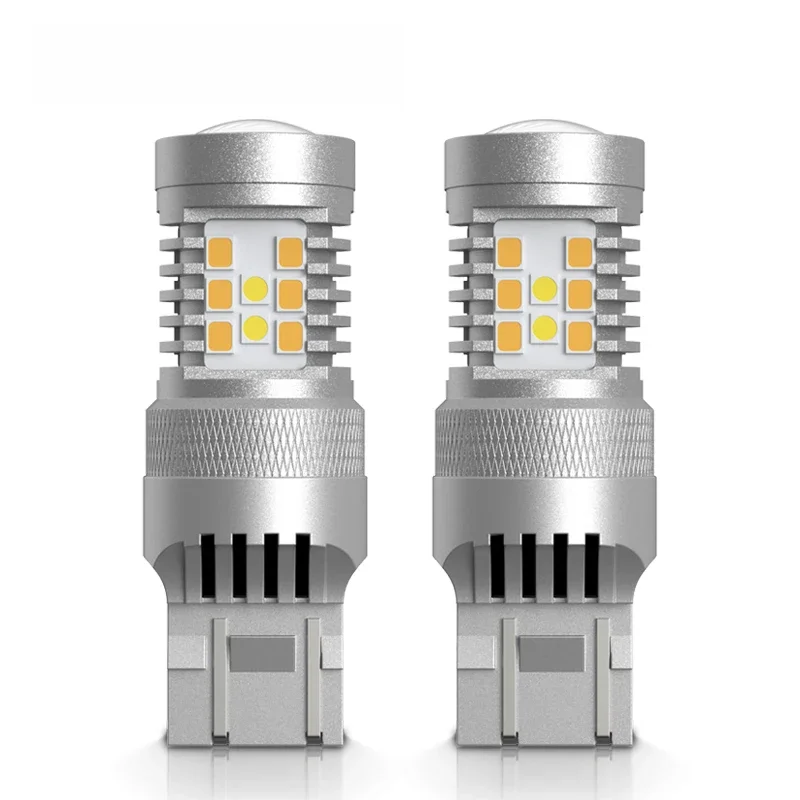 2x T20 7443 W21/5W 1157 3157 BAY15D 28SMD 2835 3030 LED biały bursztynowy podwójny kolor Switchback LED DRL włączony kierunkowskaz żarówki — zdjęcie 2