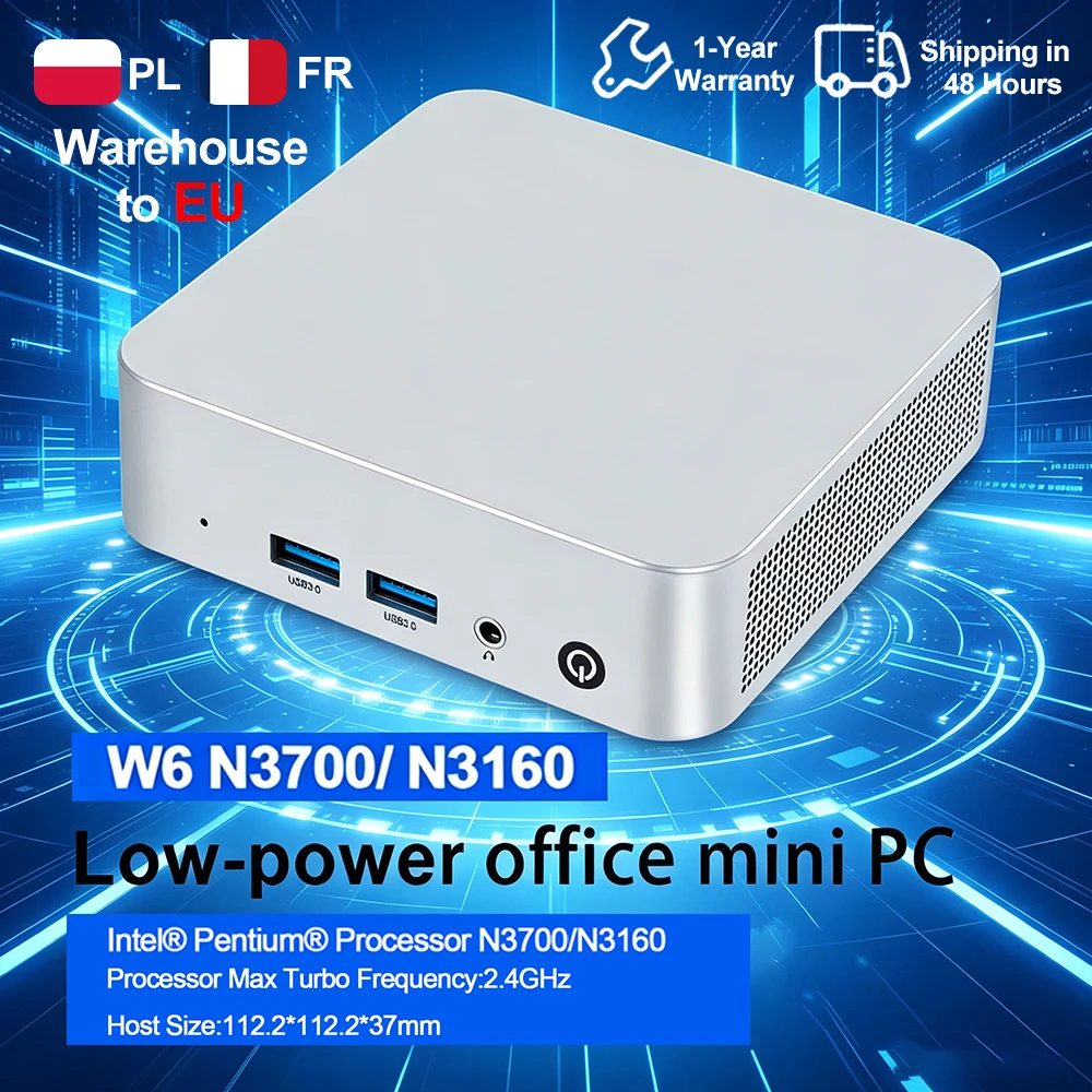 Mini PC SZBOX W6, Intel N3700/N3160, 8GB RAM, 128GB SSD, WiFi, Mini Computadora de Oficina, PC de Escritorio, HTPC