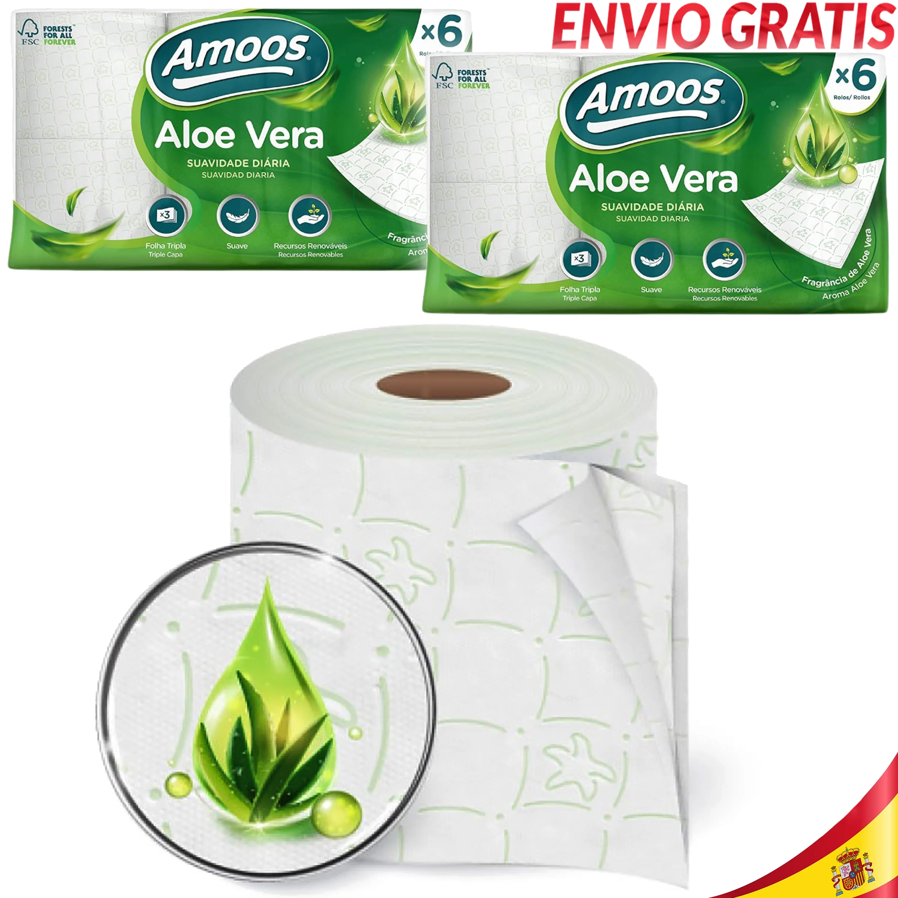 TRIPLE Layer toilet paper Aloe Vera soft 100% renewable resources 20 meters  Pack of 42 84 or 168 PCs best quality price ratio - AliExpress 66