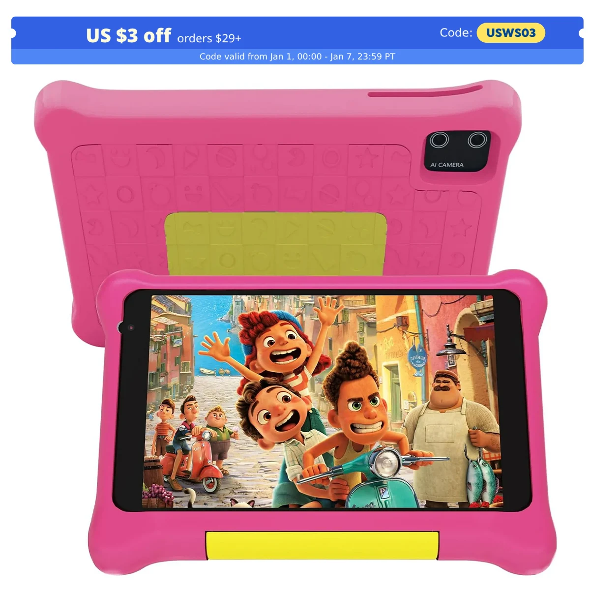 BESTSKI Kids Tablet 7 inch, Allwinner Go Quad Core, 5GB RAM + 32GB ROM, 128GB Expansion, Children Tablet with Parent Control