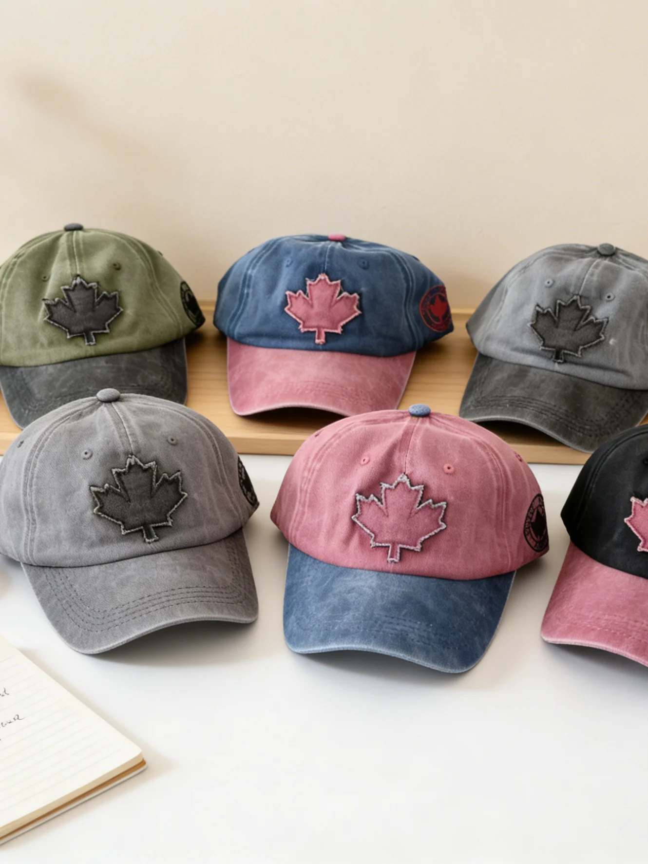 

Five-Color Vintage Washed Twill Cotton Breathable Color-Blocked Classic Baseball Cap