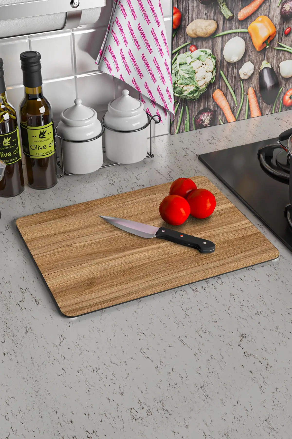 Modern Hygienic Decorative Glass Cutting Board Wood Oak Patterned Glass Cutting Table Cutting Board 20x30/30x40cm fast shipping