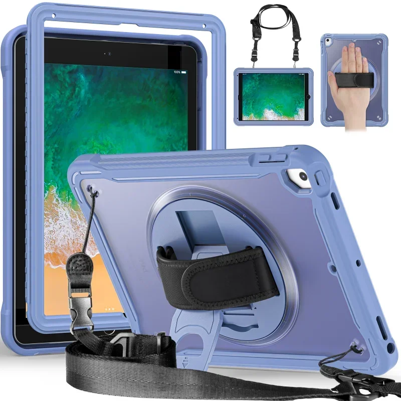Wstrząsoodporne etui na iPada 9.7 2017 2018 iPad 5th 6th Tablet Cover iPad A1822 A1823 A1893 A1954 Kickstand Handle Strap Para Funda — zdjęcie 2