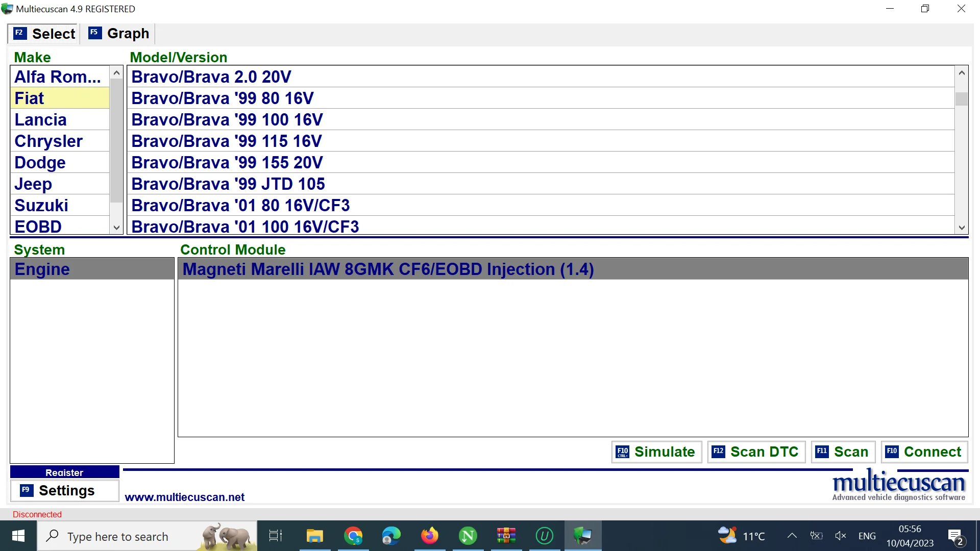 Logiciel MultiEcu_Scan 4.9 V_4.9, nouveau 2023 Fiat/adieu Romeo/Lancia Guide vidéo d\'installation enregistré