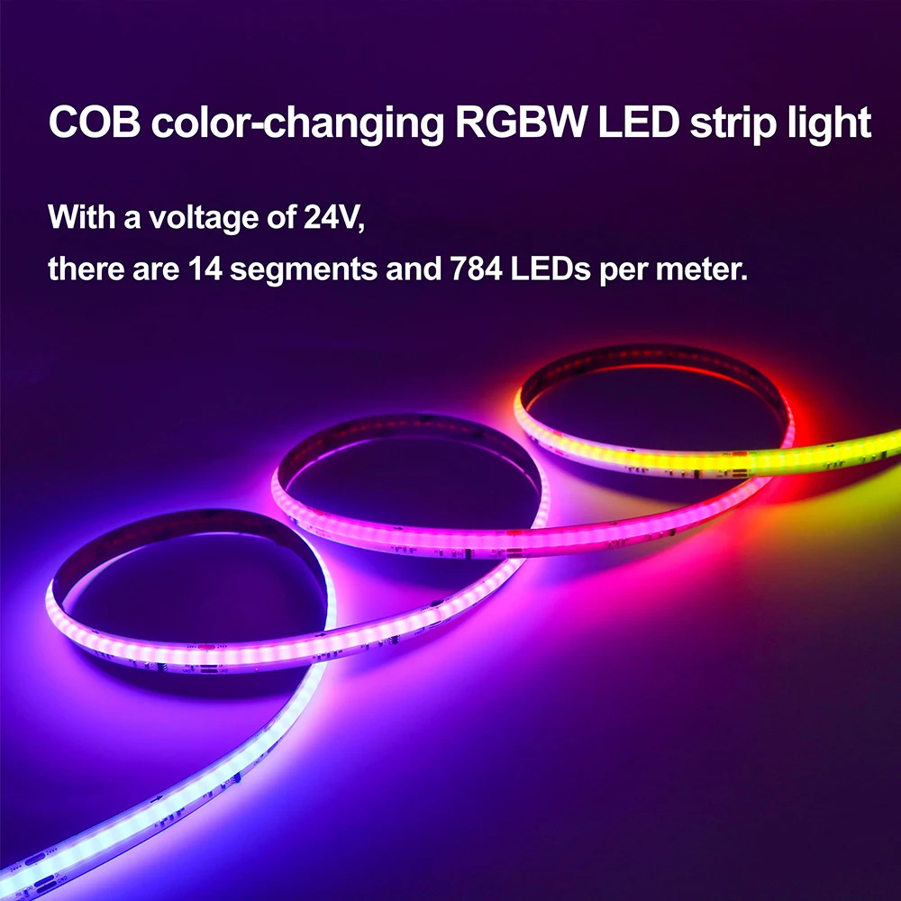 RGBW COB LED Light Strip Pixel Addressable 784LEDs RGB Dream Full Color 10mm DC24V WS2814 WS2811 High Density Flexible COB Light