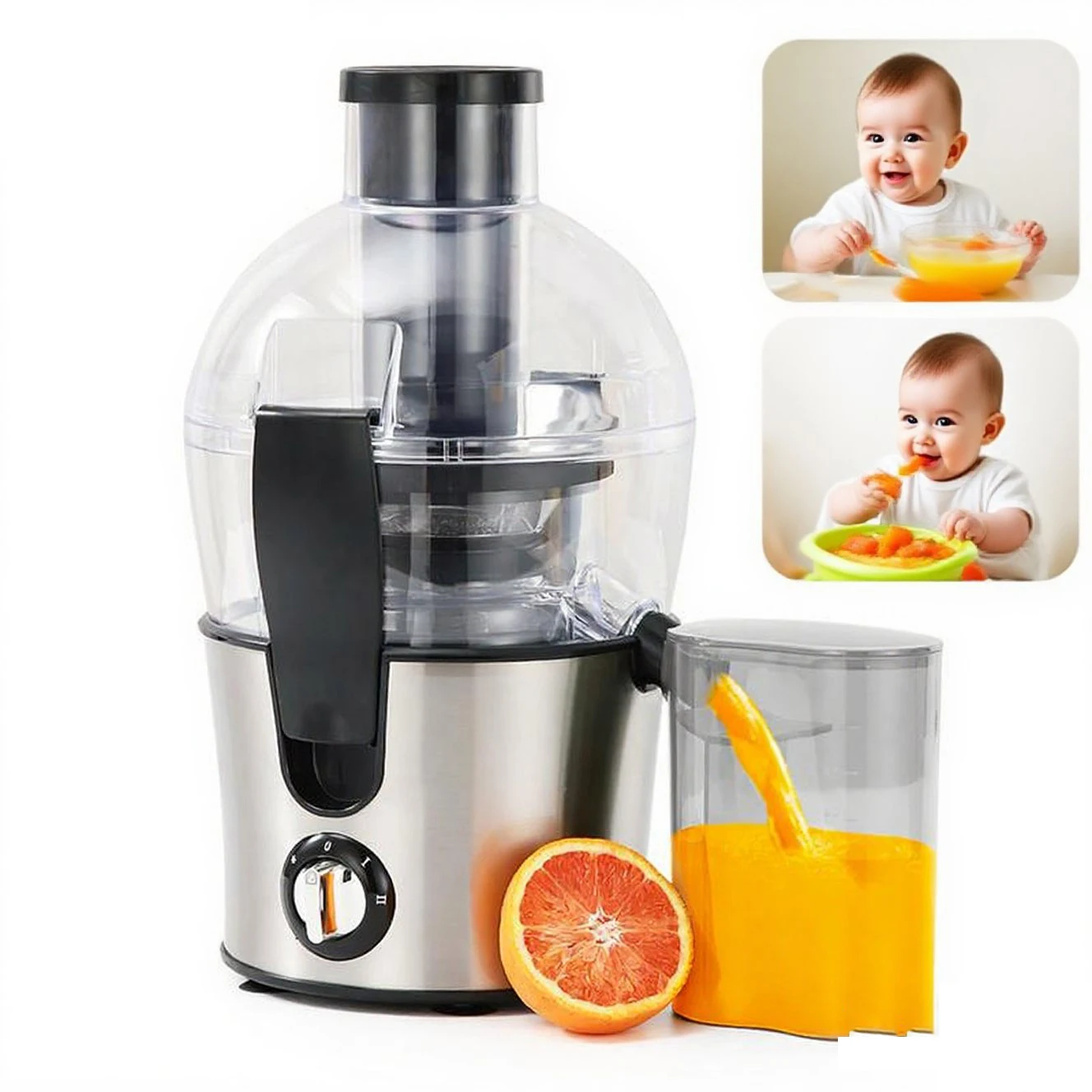 Spremiagrumi elettrico portatile multifunzione Spremiagrumi per frutta e verdura in acciaio inossidabile da 500 W Frullato estivo Succo di limone Uso domestico