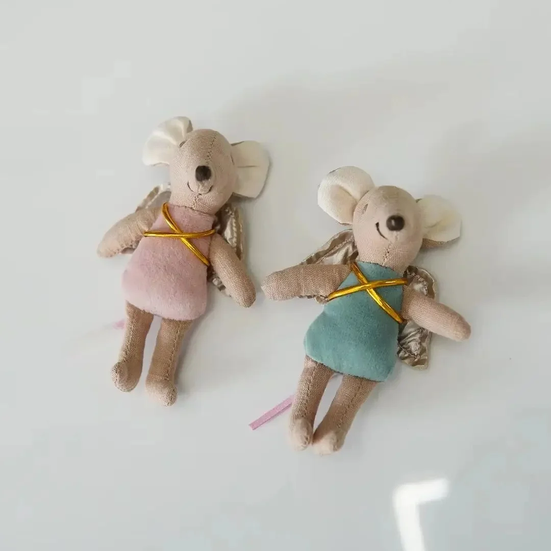 Deense stof muis pop schattige engel vleugel muis pop dierenriem cadeau lappenpop snuisterij - afbeelding 2