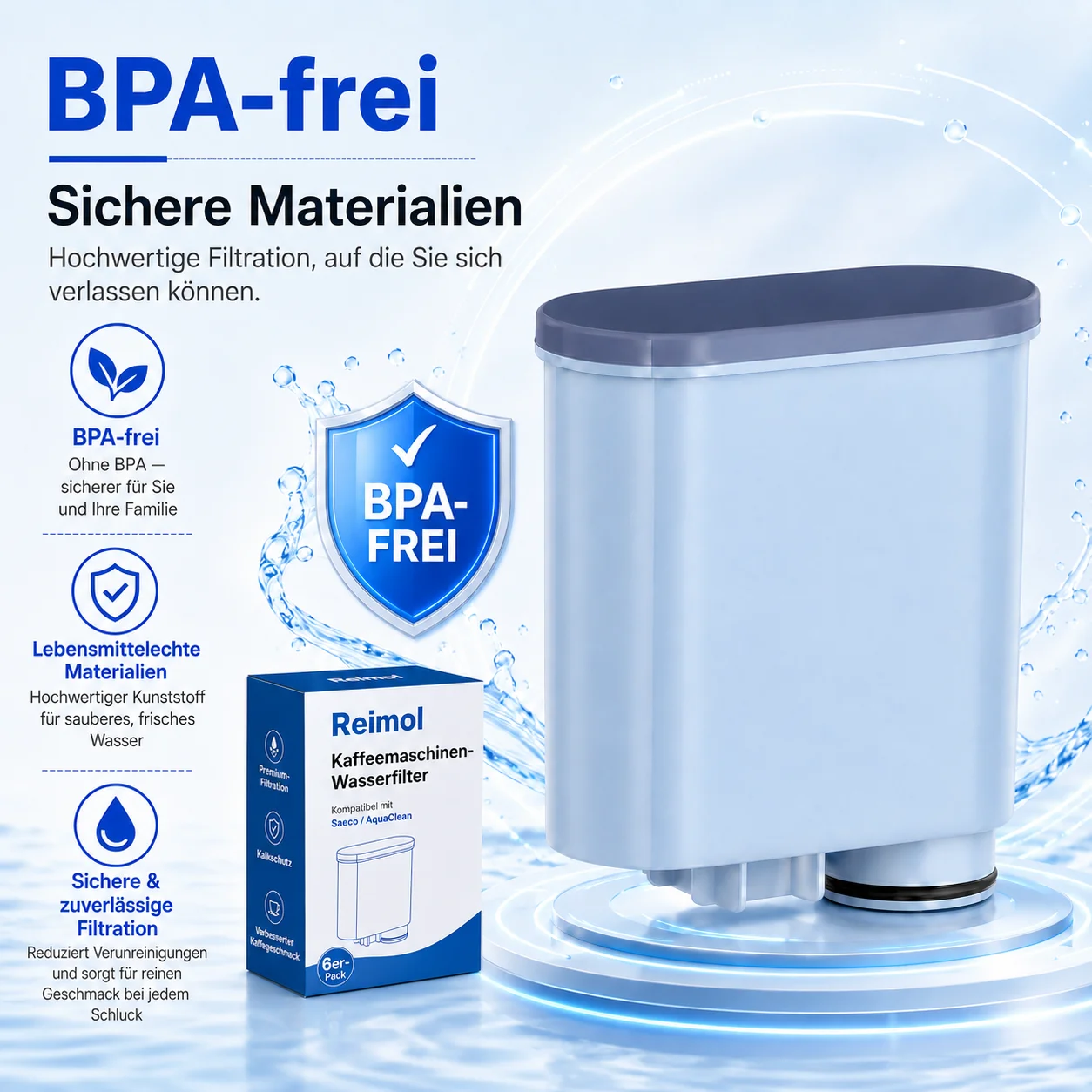 Reimol 6 Stück Kaffeemaschinen-Wasserfilter Ersatzfilter für Philips Saeco Serien 2200/2300/3200/3300/4400, kompatibel mit Philips Saeco – Detail 5