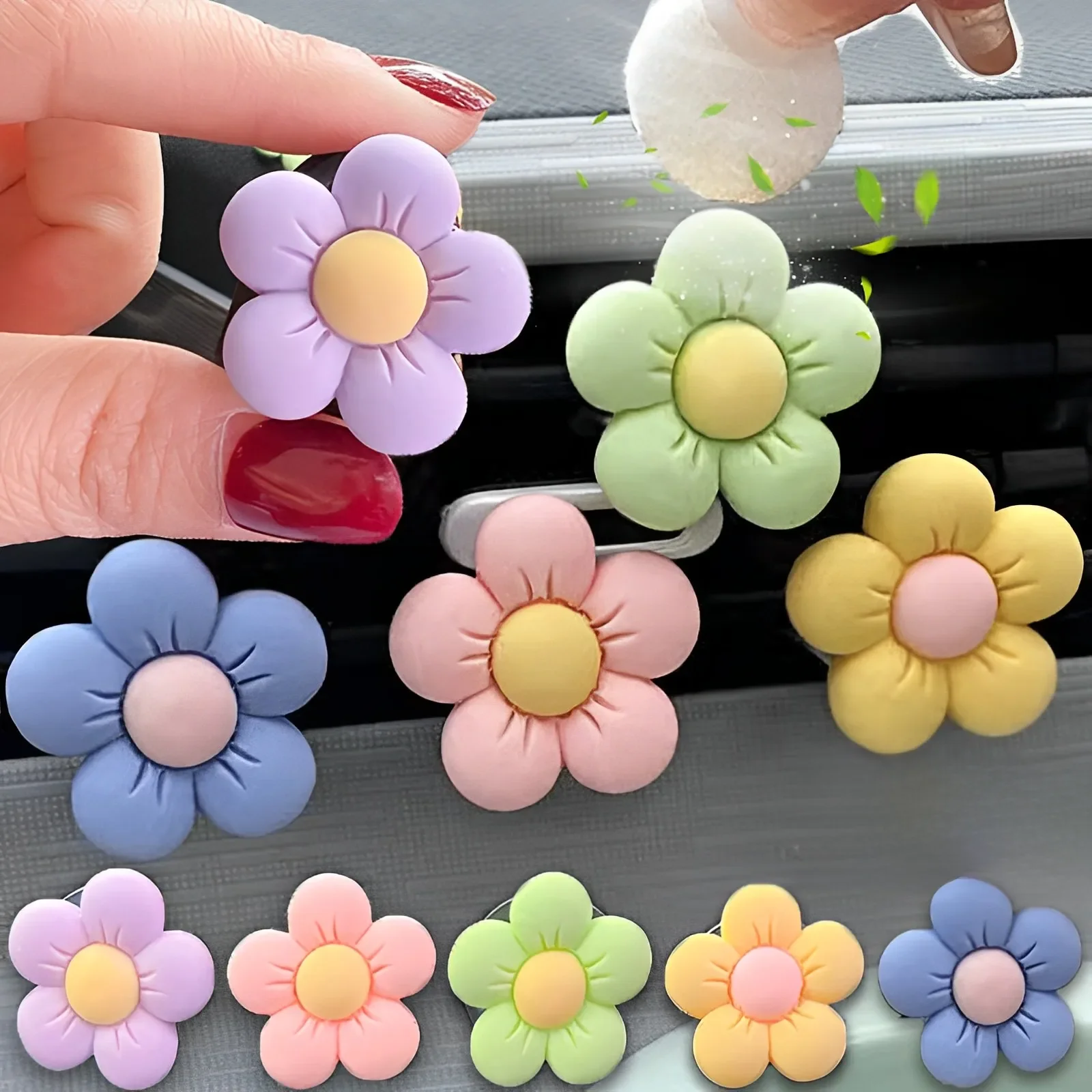 Clip de parfum de fleur, décoration de sortie d'air de voiture, désodorisant intérieur, évent coloré, flore, accessoires de décoration d'aromathérapie