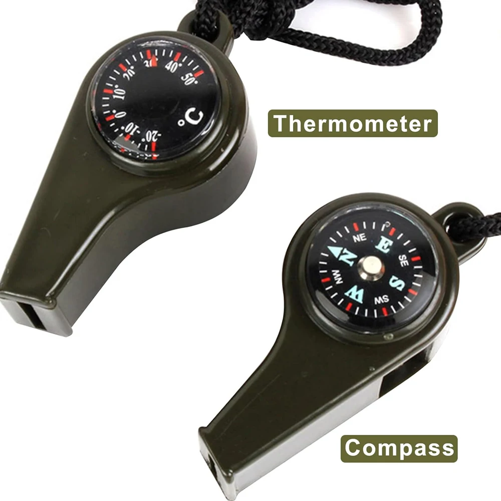 Outdoor multi-function three-in-one whistle life-saving whistle with compass thermometer competition referee whistle
