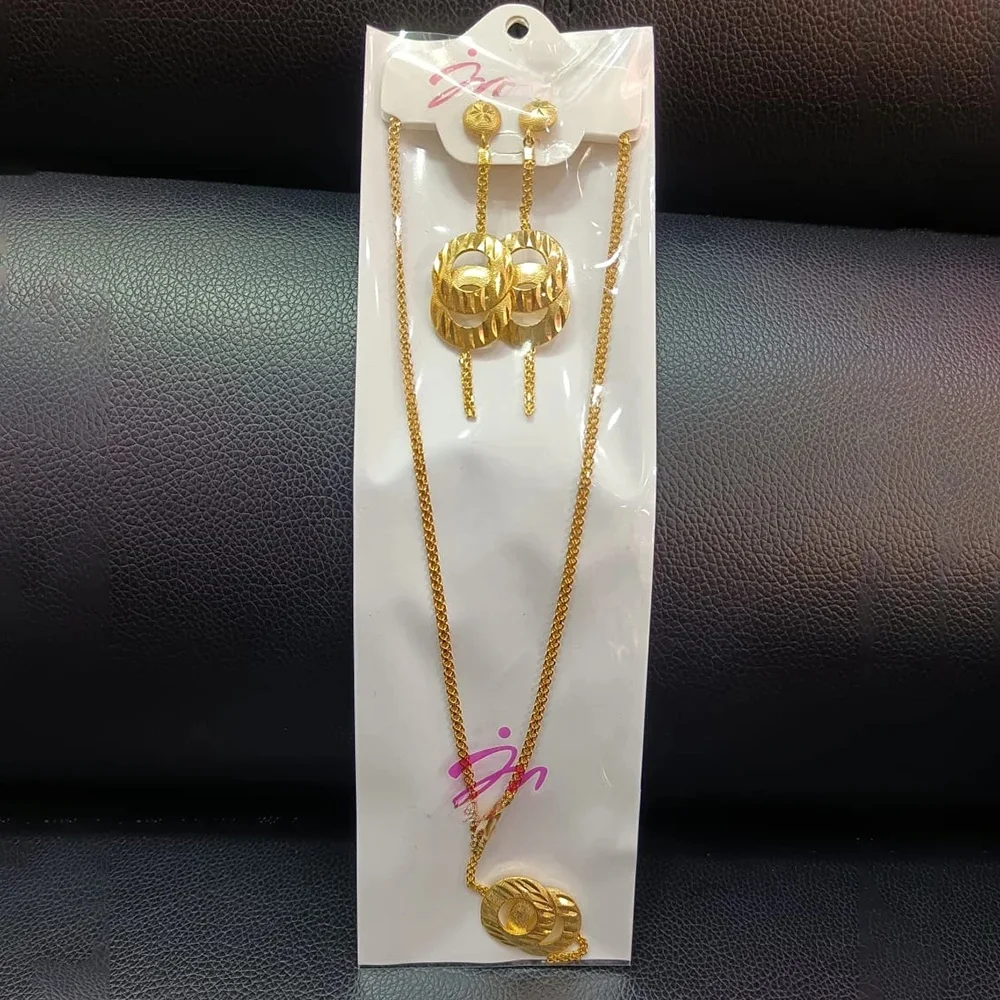 YM Ensemble de bijoux en plaqué or 18 carats pour dames, boucles d'oreilles pendantes et collier, accessoires de bijoux élégants, cadeaux de fête, tendance éthiopienne, document 3