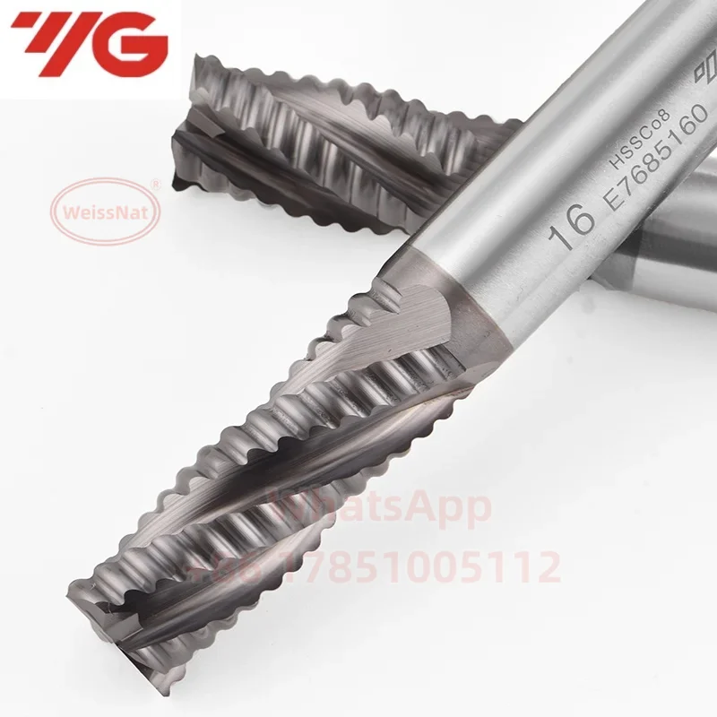 

YG E7685 HSSCO8 4-флейтовая черновая фреза 6, 8, 10, 12, 14, 16, 18, 20, 25 мм с ЧПУ для концевых фрез с покрытием TICN из нержавеющей стали