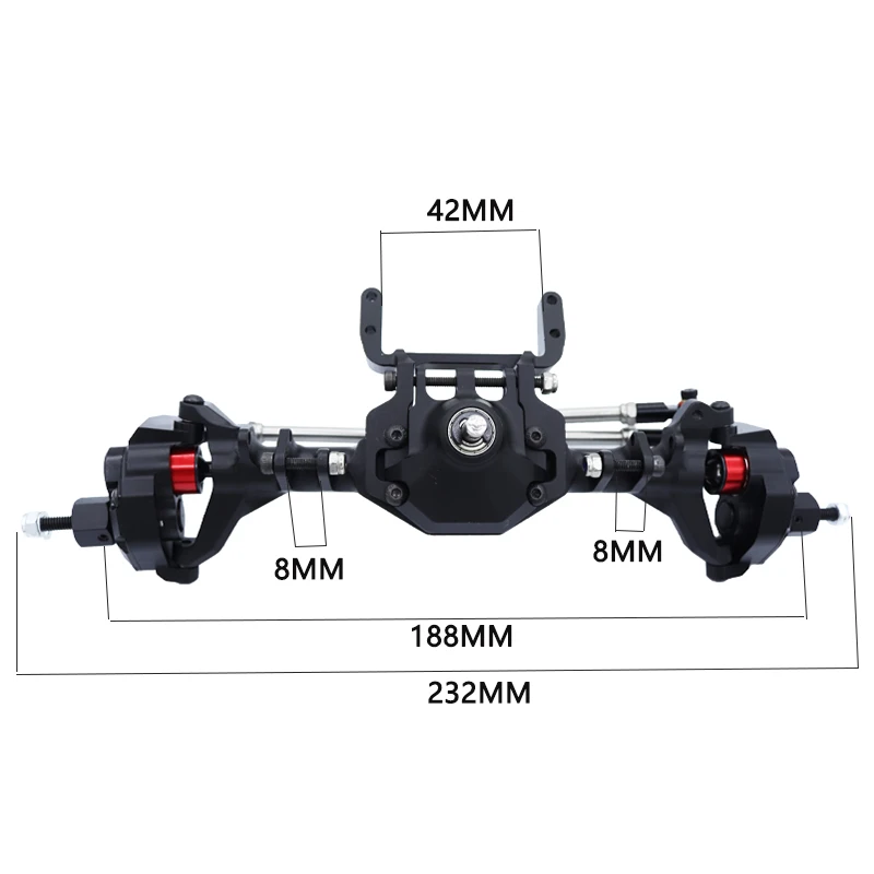 CNC Machined Aluminum Integrated Front Rear Portal Axle Anodized for 1/10 RC Crawler Car Axial SCX10 II RGT 86100 Redcat GEN8